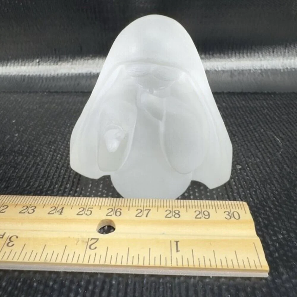 Vintage 1980s Resin Acrylic Clear Satin Frosted Madonna Virgin Mary Figurine VTG